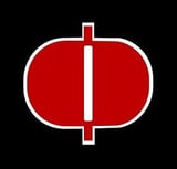 Red rounded rectangle with white cross or plus sign overlay on black background